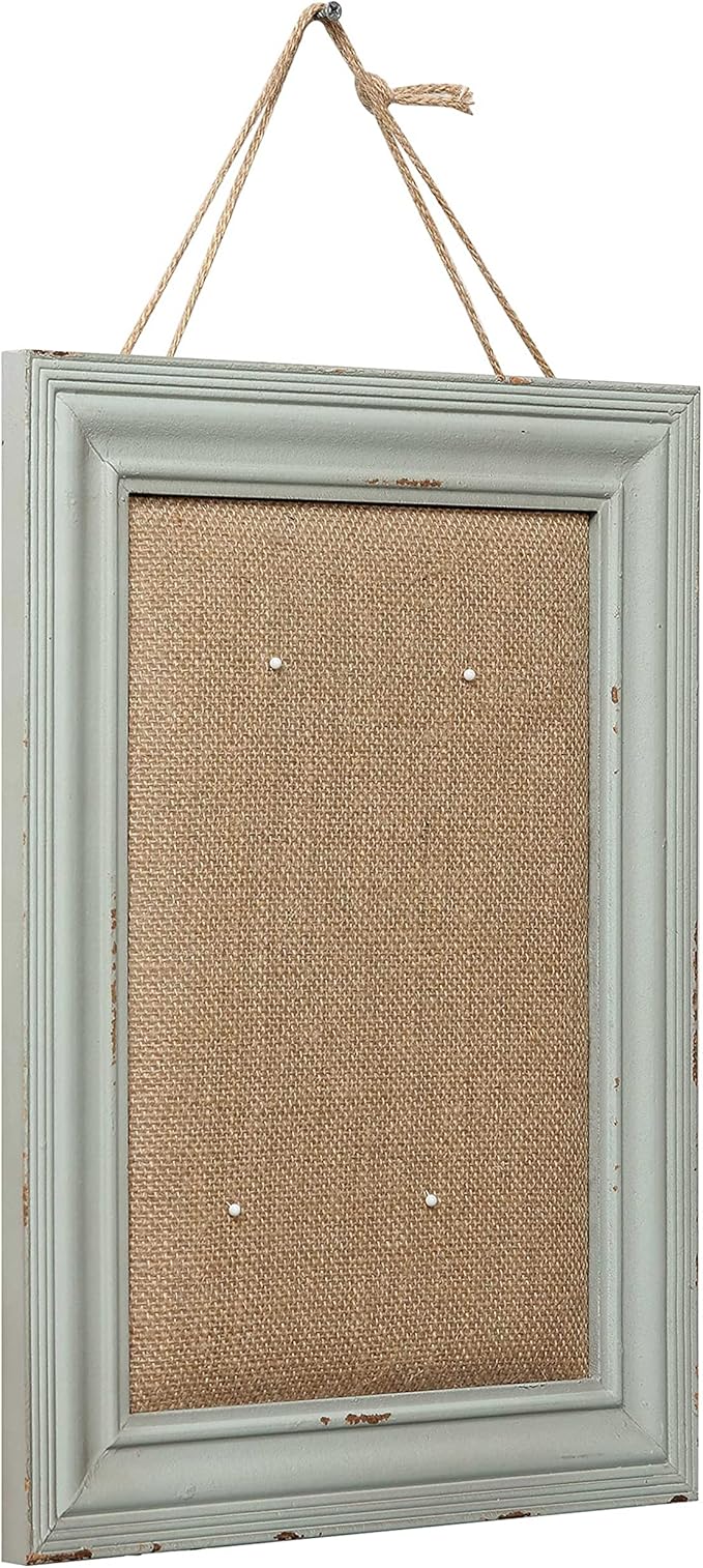 SOFE Cute Linen Small Bulletin Board, 15.7×12 Inches Decorative Cork Boards for Walls with Frame, Wood Vision Board Farmhouse Pin Board for Home Office School, Rustic Memo Board Display Photo