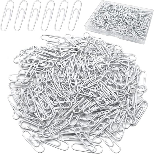 Elisel Paper Clips, 200pcs Medium Size (1.3 inch) Colored Paper Clip,Durable and Rustproof Coated Paper Clips, Great for Office, School and Personal Use (White)