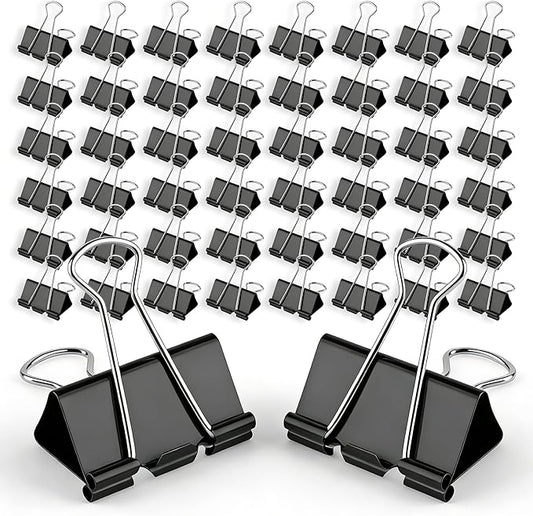 CableGeeker Binder Clips, 48 Pcs Medium Black Binder Clips, 1.25 Inch Office Clips with Container, Paper Clips for Office Supplies, Home, School, Cable Management, Strong Grip & Rust-Resistant