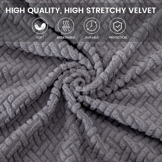 MIFXIN Computer Office Chair Cover Stretch Elastic Slipcover 2 Piece Stretchable Jacquard Computer Chair Seat Covers Furniture Protector for Office Home, Only Covers, NO Chair (Grey)