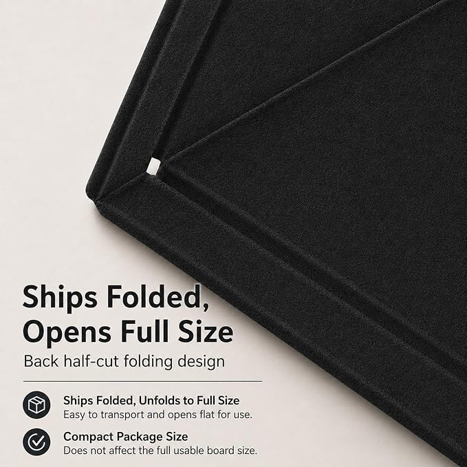 Black Large Felt Bulletin Board for Wall 72 x 48 Inch Frameless | Foldable 0.35-inch pin board with adhesive tape and push pins. cork alternative adhesive mounting frameless panel