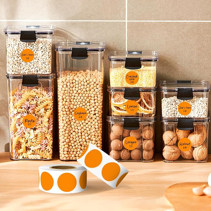 PARLAIM 3/4 Inch Color Coding Label Stickers,500PCS Circle Inventory Sticky Dots Sticker in Dispenser Box,OrangeAdhesive Round Dot Labels for Office Home(Orange)