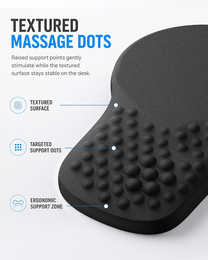 Ergonomic Mouse Pad with Wrist Rest Support, Mousepad for Carpal Tunnel Pain Relief, Memory Foam with Massage Design, Non-Slip PU Base for Office, Home, Gamming
