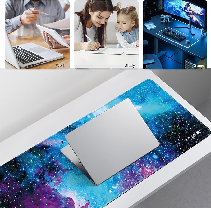 Mydours 40" x 16" Gaming Mouse Pad, XL Full Desk Pad (Purle Universe) | Non-Slip Rubber & Smooth Fabric, Computer Pad Protector, Extended Desk Mat for Gaming, Office, Home, Workingg