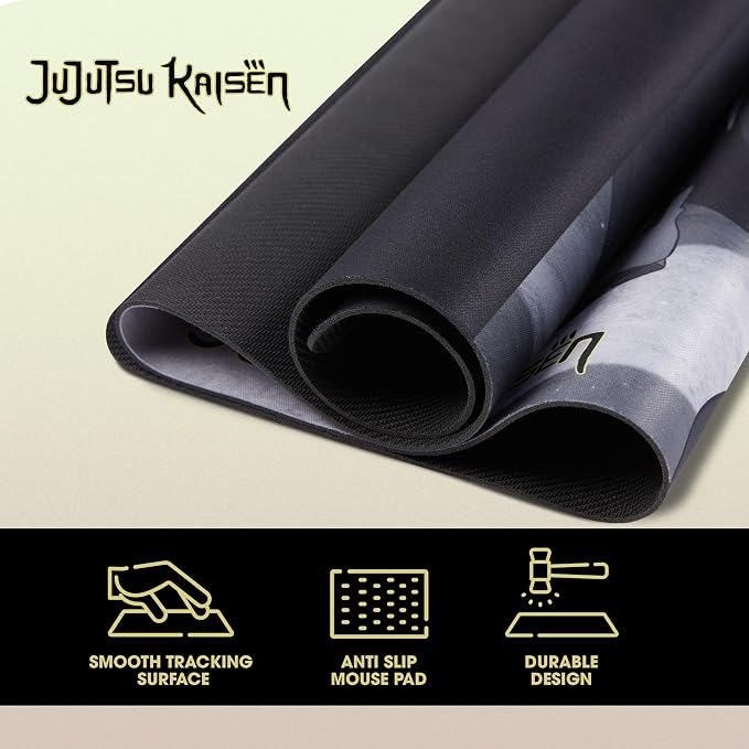 Jujutsu Kaisen Large Gaming Mouse Pad 31"x15" XL Computer Desk Mat, Anime | Jujutsu Kaisen anime gaming mouse pad, Oversized 31x15in , smooth fabric top, stitched edges, non-slip rubber base.