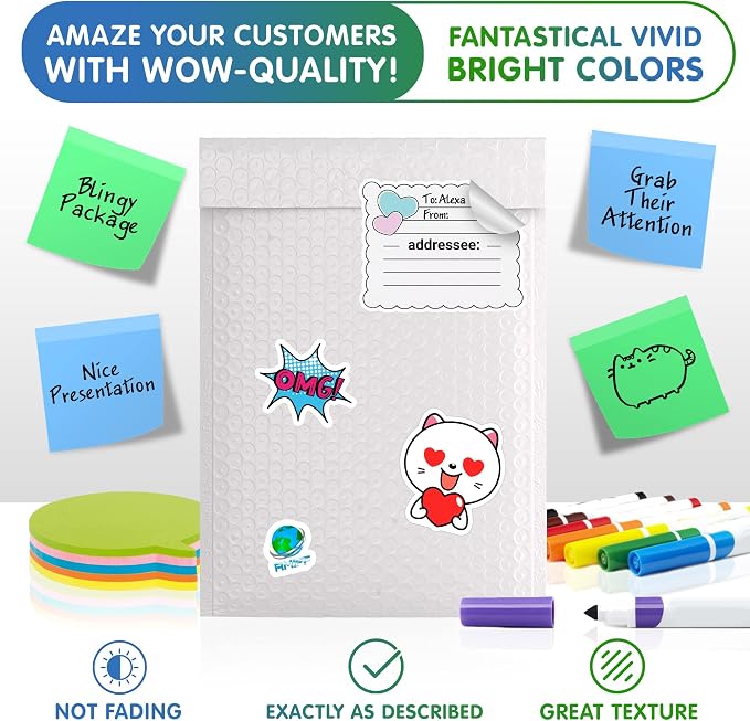 Poly Bubble Mailers, 14.25 x 19 Inch White Padded Mailers, Self Seal Shipping Envelopes, Lightweight Poly Mailer Bags, Waterproof Mailing Bags, Pack of 300