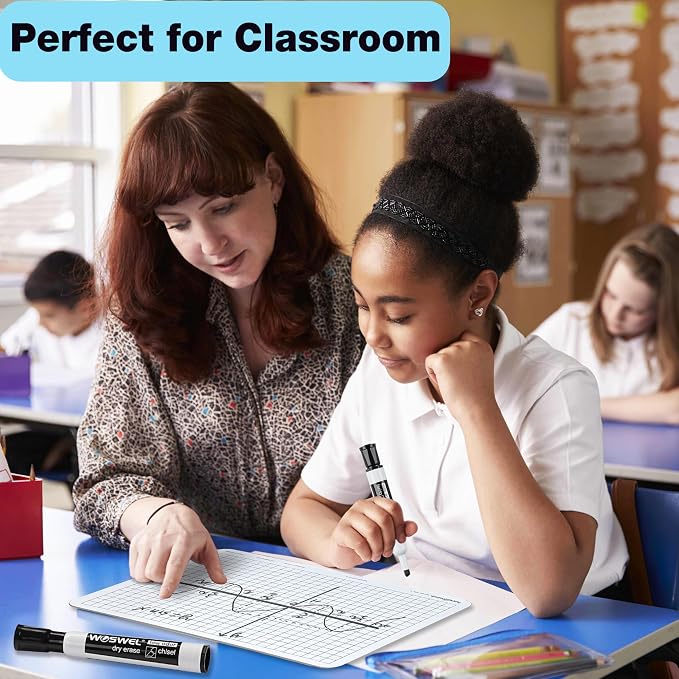 WOSWEL Dry Erase Markers Bulk, Chisel Tip Whiteboard Markers, Low Odor Thick Dry Markers, 100 Black Color for Teachers, Classroom, Office & Home Use (Pack of 2)