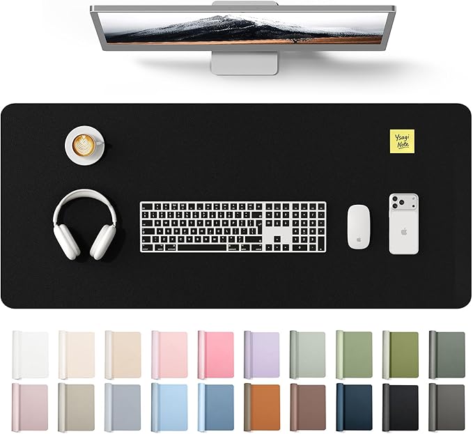 YSAGi Leather Desk Protector, Office Mat, Large Mouse Mat, Non-Slip PU Leather Blotter, Laptop Desk Mat, Waterproof Writing Pad for Office and Home(Black, 42" x 17.2")