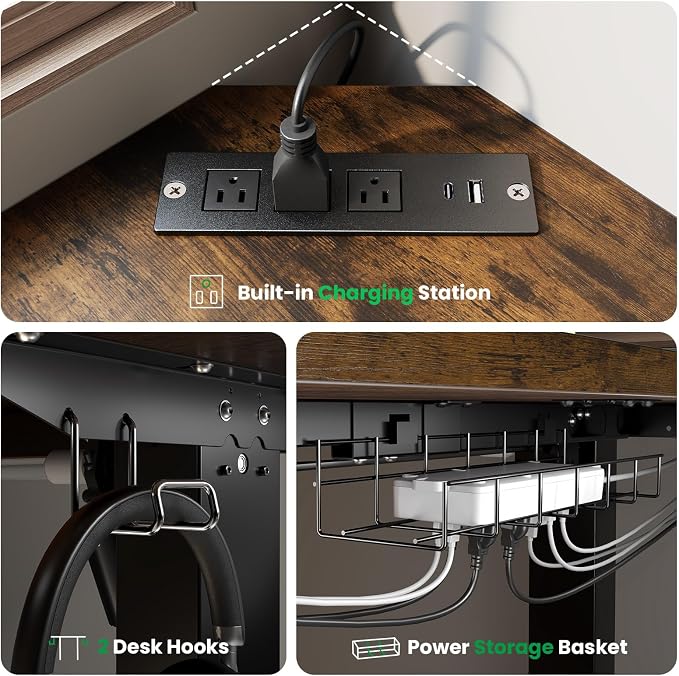 SIAGO L-Shaped Standing Desk - 63 x 55 Inch Adjustable Corner Standing Desk with Charging Station - L Shape Sit Stand Table with Memory Controller, Splice Board for Home Office | Adjustable L Shape Corner Computer Desk with Memory Controller, Splice Bo...