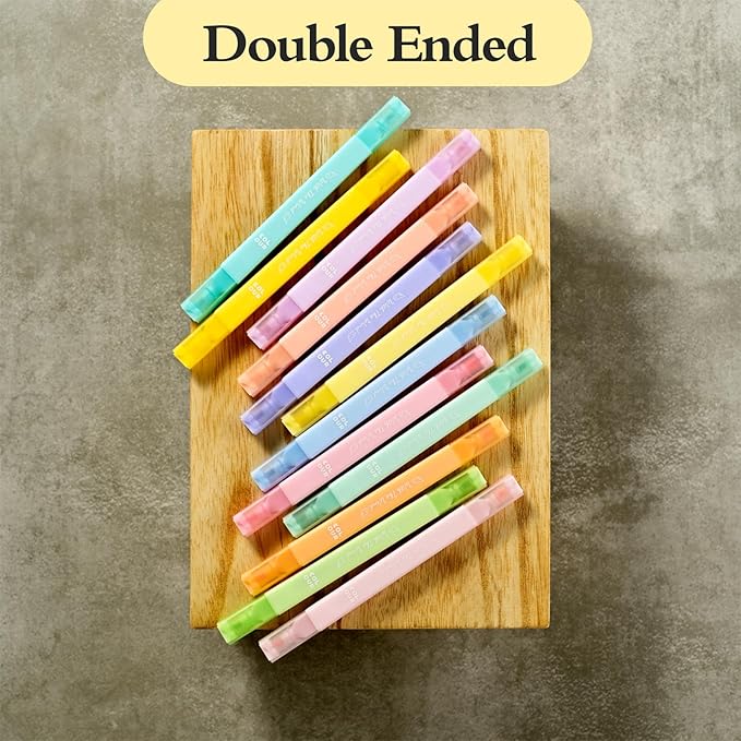 12Pcs Aesthetic Bible Pastel Highlighters and Pens no bleed Cute Highlighters Double Ended Highlighter for and Office Journal