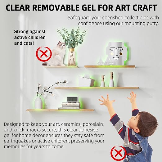10oz/Jar Clear Removable Putty for Museum Art Craft | Clear Adhesive Wax for House Decor, Removable Exhibit Adhesive Gel for Museum Collection, Non-Toxic Reusable Putty for Museum