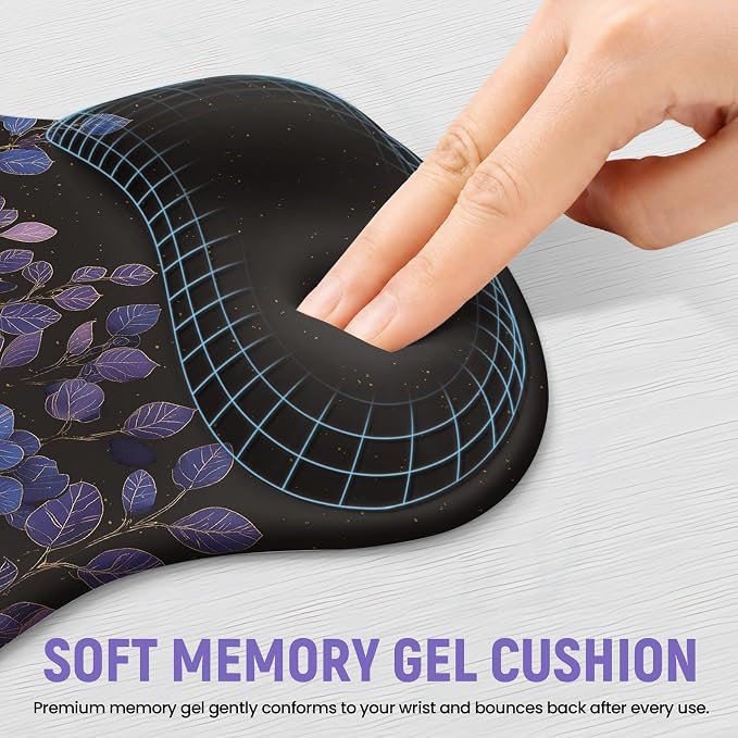 Ergonomic Mouse Pad with Wrist Rest, Gel Wrist Support, Hydrangea | 10.2 x 7.6 in Mouse Pad with Smooth Fabric Surface and Non-Slip Rubber Base for Office, Home, Study, and Gaming