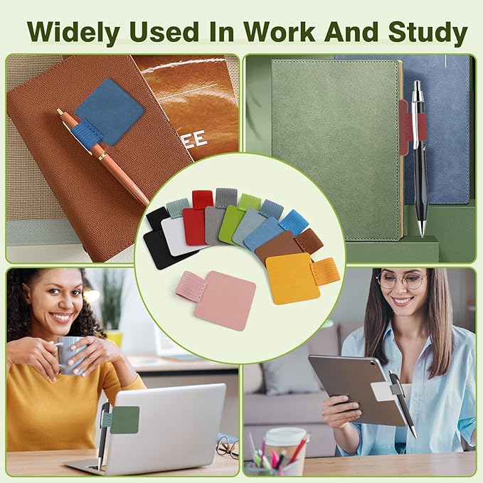 10-Pack Pen Loop Holder Set, Self-Adhesive Pen Loop Holder for Notebook, Bible, And Journals - Elastic Design with 10 Colors Included