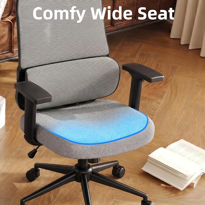 High Back Ergonomic Desk Chair with Adjustable Lumbar Support and Headrest Home Office Desk Chair with flip-up Armrests for Home, Office, Gaming, Student（Black）