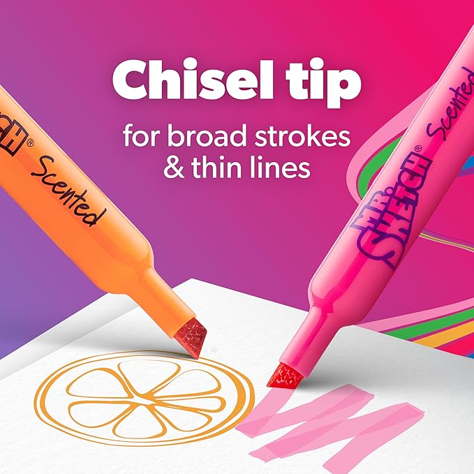Mr. Sketch Scented Markers, Chisel Tip, 12 Count