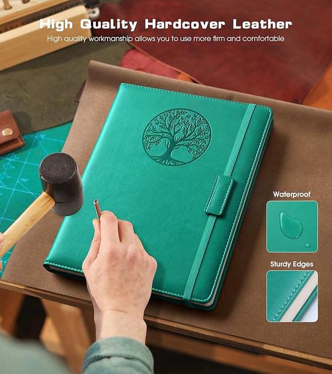 Lined Journal Notebook for Women Men,256 Pages A4 Large Hardcover Leather Journals for Writing,Travel,Business,Work,School,College Ruled Notebooks for Note Taking, Diary Notepad 8.6"×11"