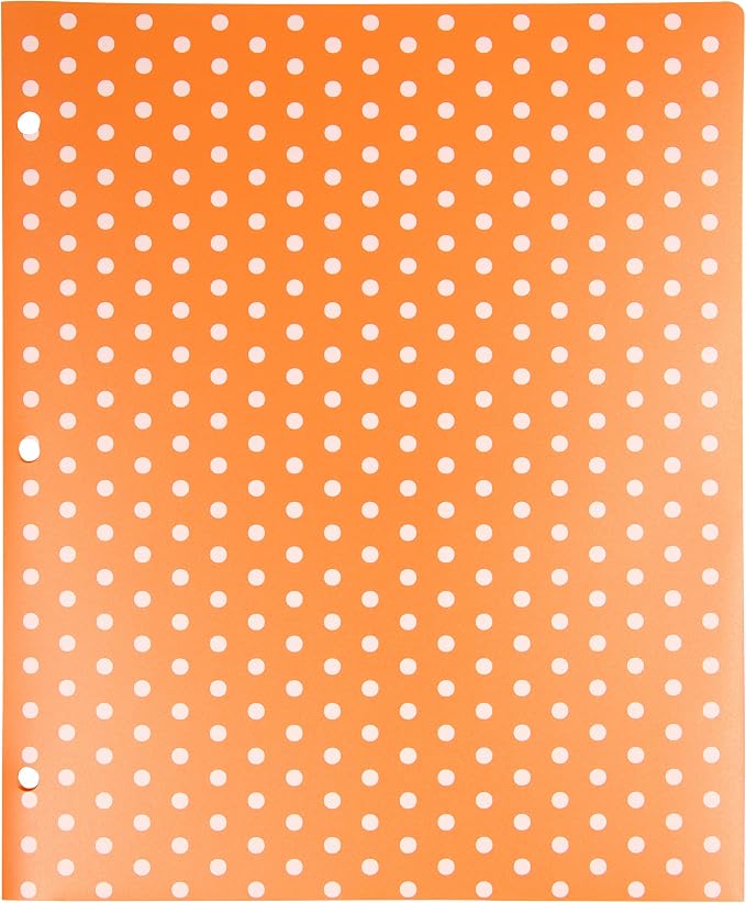 JAM PAPER Plastic Color POP Folders - 2 Pocket Durable Folders with 3 Hole Punch - Assorted Polka Dot Colors - 6/Pack
