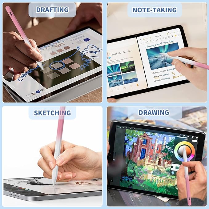 iPad Pencil for 9th & 10th Generation, Fast Charge Stylus Pen for Palm Rejection and Tilt Sensitivity, Compatible with iPad Pro 11/12.9in, Mini 5/6, iPad 6/7/8/9/10, Air 3/4/5 (W/PK)