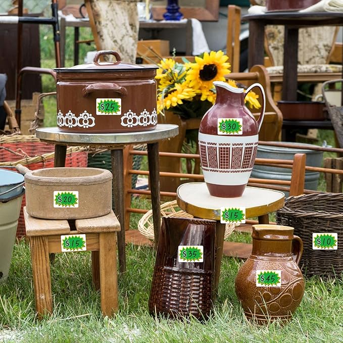 300 Pcs Garage Sale Stickers, (2"x3") Removable Adhesive Price tag Stickers for Yard Sale, Price Labels for Retail, Annual Community, Flea Market (Green)