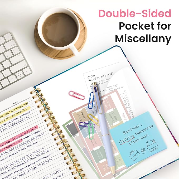 ZOTIA Large Spiral Notebook for Work, 8.5" x 11" Journal for Women, Cute 5 Subject Notebook with Removable Dividers & Tabs, College Ruled Lined Journal for Office and School, 280 Pages, Coral Garden