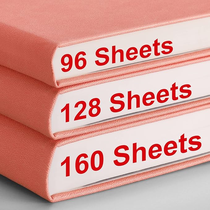 AHGXG Thick Journal Lined Notebook, 320 Numbered Pages Leather Journal for Women, A5 Notebook College Ruled, 100gsm Paper,Faux Leather Hardcover, 5.75'' X 8.38''-Pink