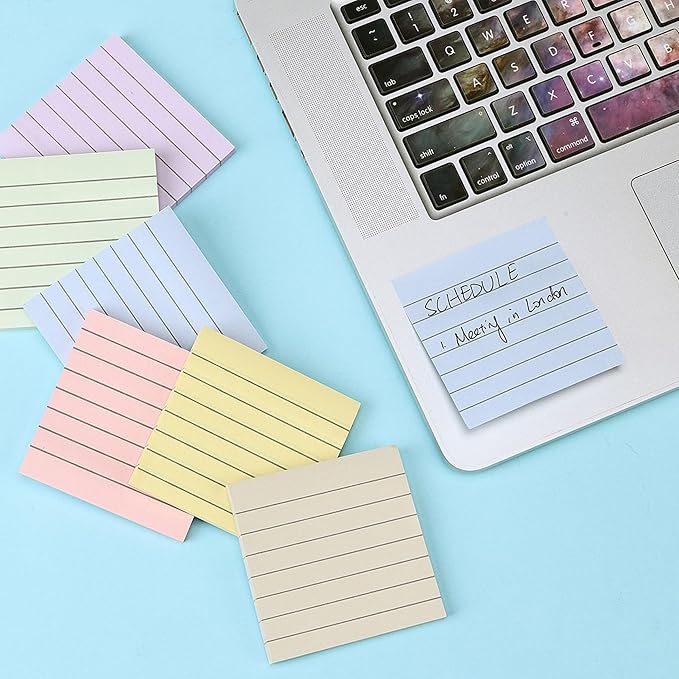 Mr. Pen- Lined Sticky Notes 3x3, 12 Pads, 720 Sheets in Total, Morandi Colors, Sticky Notes with Lines, Stocky Notes for Bible Journaling