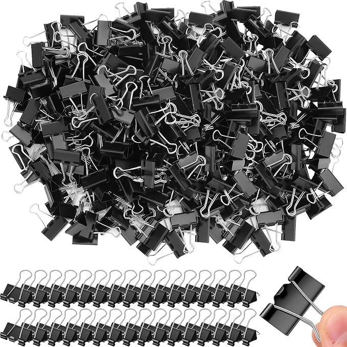 Jetec 500 Pcs Black 1.25 Inch Binder Clip Paper Clamp Metal Paper Clip | for Teachers Students Classroom Business Office and School Office Supplies