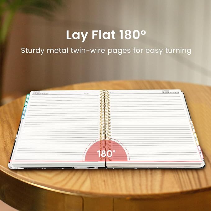 Large Spiral Notebooks for Work 5 Subject with Removable Dividers | 8.5" x 11" Pretty Hardcover Notebook Journal for Women, College Ruled, Perfect for Study & Office , 280 Pages, Skate Pup