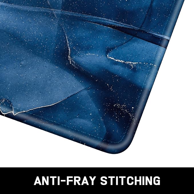 Mouse Pad, Minimalism Marble Style Computer Pad, Anti-Slip Rubber Mouse Mat with Stitched Edges for Gaming, Office, Laptop, PC, Women, 9" x 8" Thick 3 mm, Blue Marble