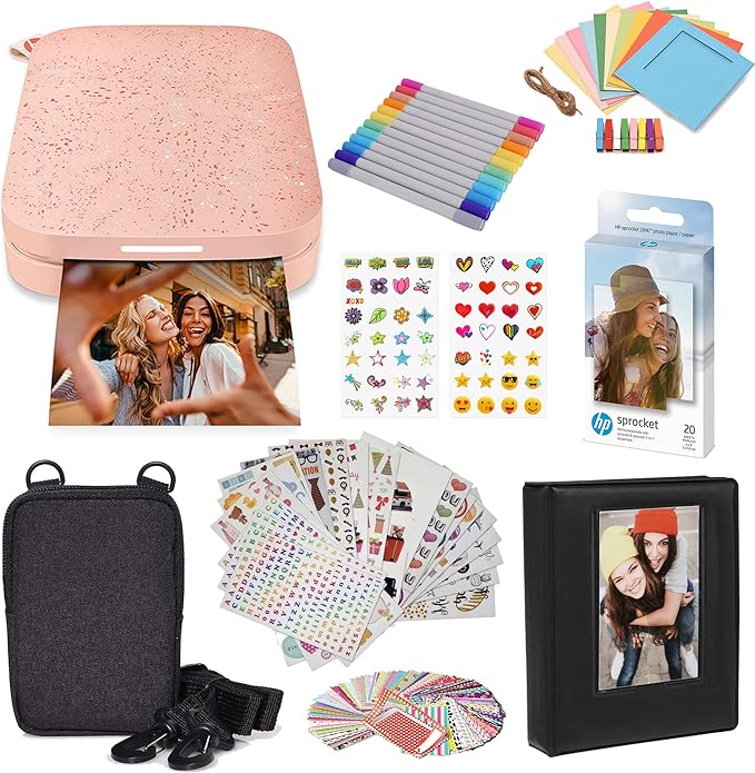HP Sprocket Portable 2x3 Instant Photo Printer (Blush Pink) Starter Bundle