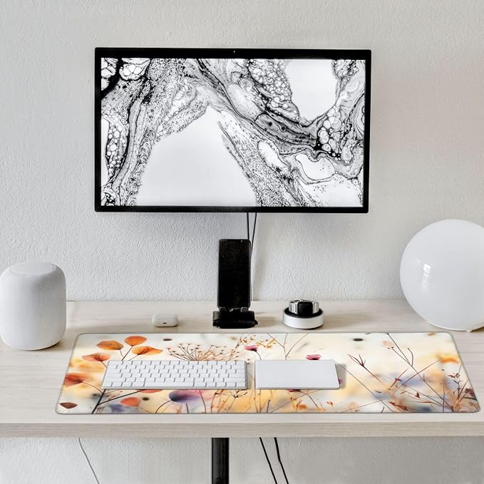 35.4 x 15.7 in, XXL Large Mouse Pad for Desk, Extended Keyboard Mouse Mat for Computer Office, Big Mouse pad with Stitched Edges, Gaming Pc-Wild Grass and Flowers