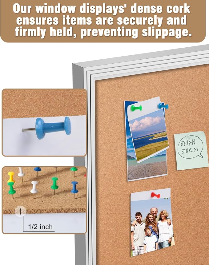 Mifuro 36"x24" Enclosed Bulletin Board, Outdoor Lockable Weather-Resistant Aluminum Cork Noticeboard for School & Office, Silver Frame w/Cork