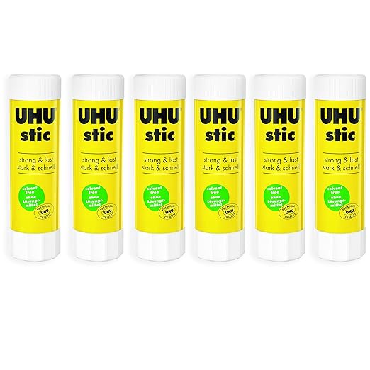 UHU Stic Glue Stick - Solvent Free - Clear Application - 40G - Pack of 6