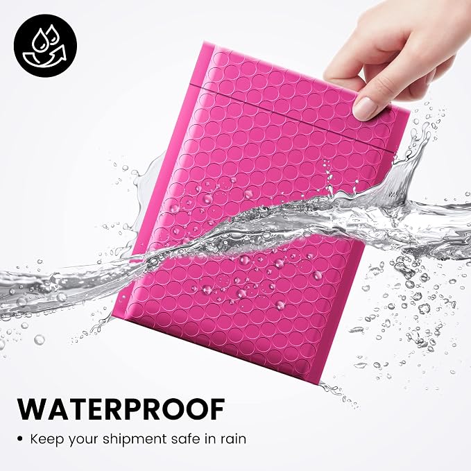 Fuxury Bubble Mailers 6x10” 500 Pack Usable Size 6x9" Padded Envelopes Bulk | Self Seal Padded Mailers Waterproof Cushioned Shipping Bags for Jewelry, Makeup, Cards & Small Business, #0 Pink