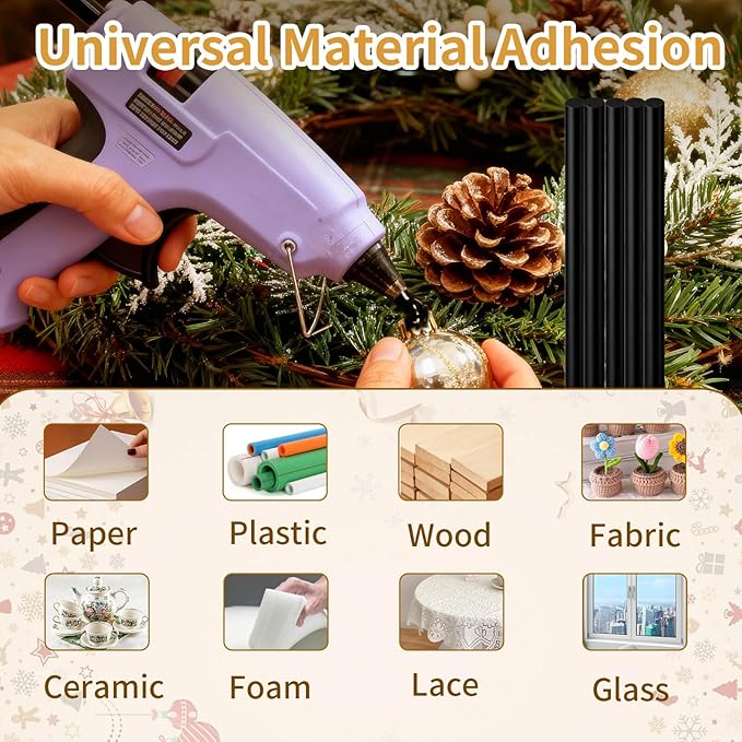 SUNFATT Black Hot Glue Sticks,(30 Pcs) 0.43" x 7.9" Full Size Glue Sticks Perfect for Hot Glue Gun,Easily Create and Bond Crafts on Wood,Plastic,Glass,Flowers,Fabrics,Foam,Jewellery.