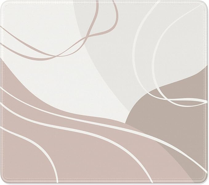 Mouse Pad, Minimalism Marble Style Computer Pad, Anti-Slip Rubber Mouse Mat with Stitched Edges for Gaming, Office, Laptop, PC, Women, 9" x 8" Thick 3 mm, Minimalist Lines