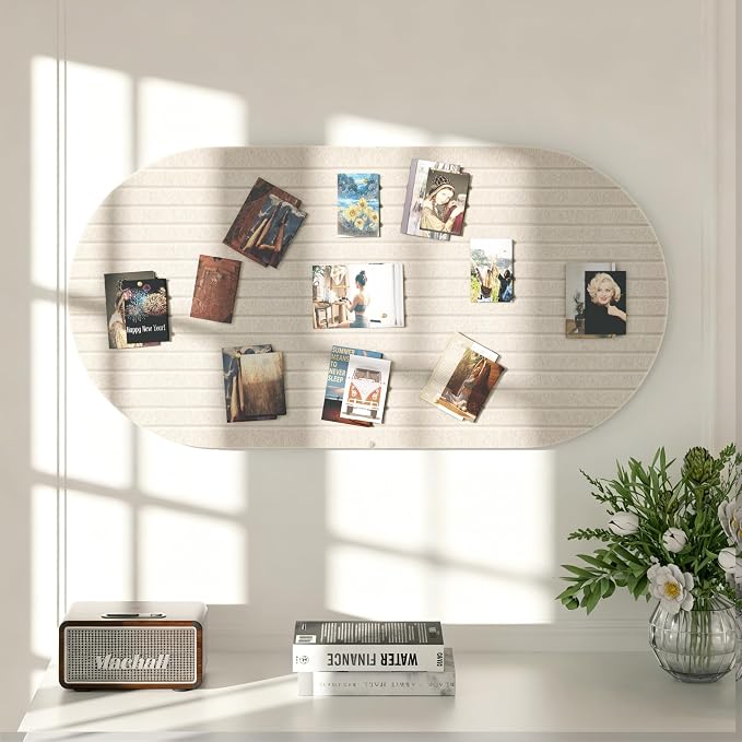 Felt Bulletin Board 47" x 24", Cork Board Alternative with 30 Push Pins | 4 Customizable Modular Decorative Felt Pin Board, Vision Board for Office Home Bedroom Wall Decor, Photo Picture Display