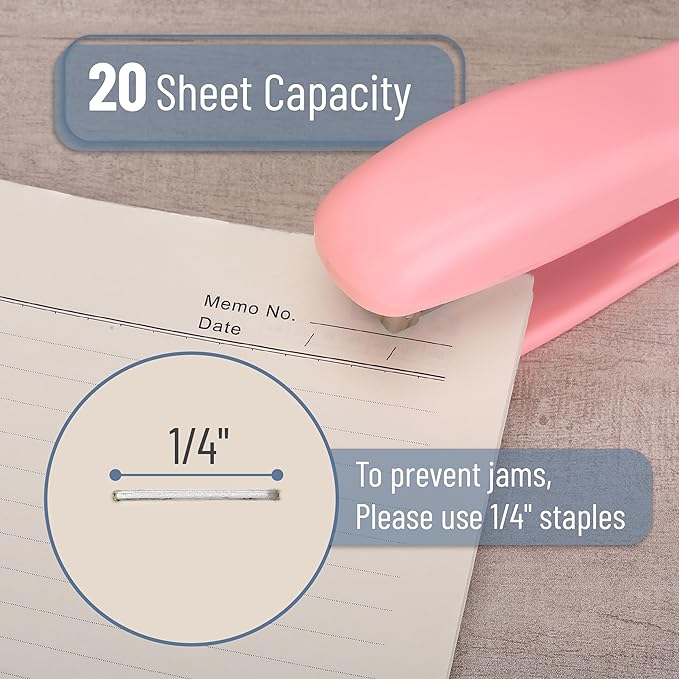Mr. Pen- Staplers for Desk, 2 Pack With 200 Staples, 20 Sheet Capacity, Pink, Office Stapler Set