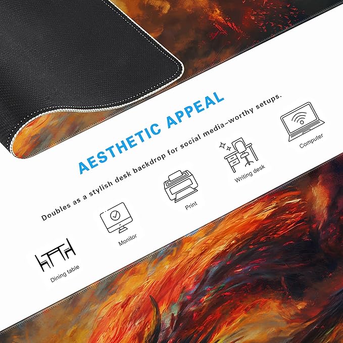Dragon Castle Desk Pad Game Aesthetic Mouse Pad Large Gaming Mousepad Extended Keyboard Pad 31.5 x 11.8 in Laptop Computer Mouse Keyboard Mouse Pads for Desk Decor Mat