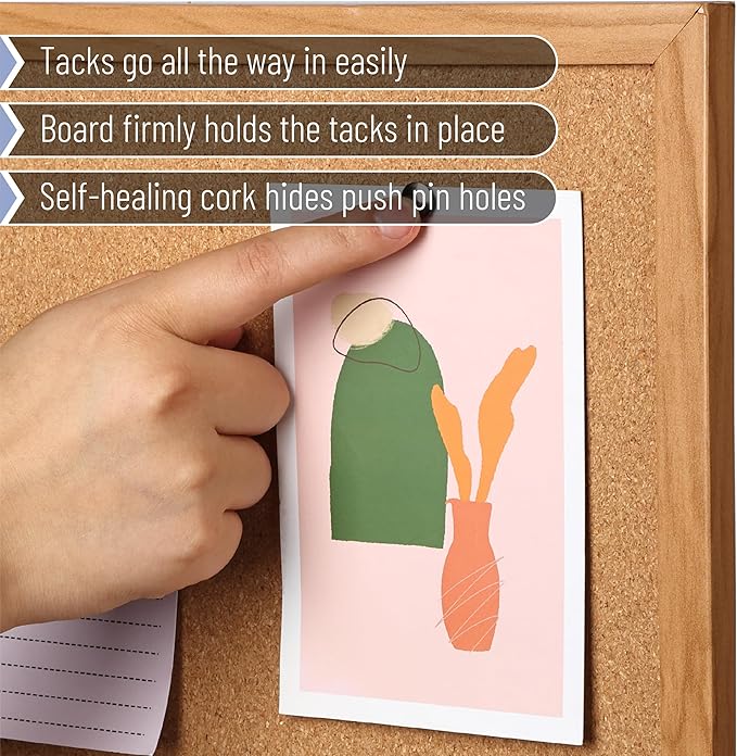 Mr. Pen- Cork Notice Board, 48 X 24 Inches, Cork Bulletin Board for Walls, Pin Boards, Framed Corkboard, Decorative Hanging Pin Boards, Perfect for Office & Home Decor