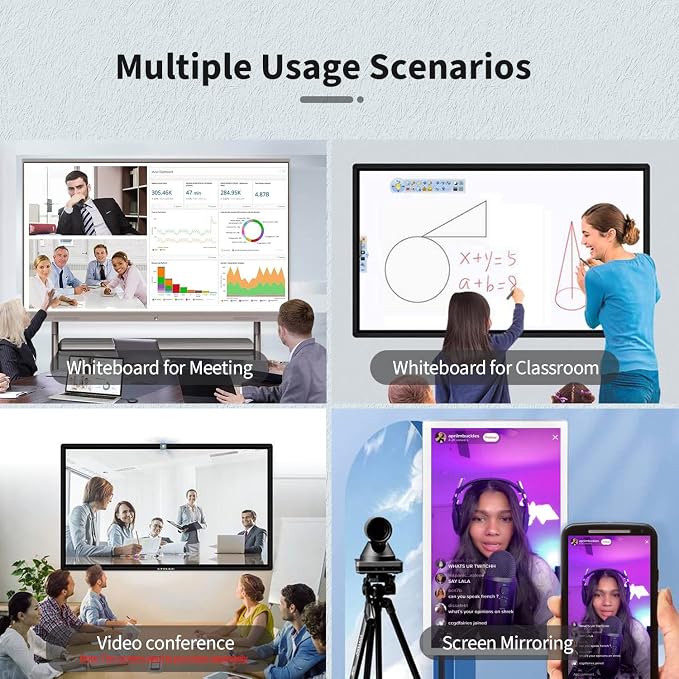 43 inch Interactive Touchscreen Monitor, Smart Board with 16:9 Display 1080P, Win-10 Electronic Whiteboard Touchscreen PC for Office and Classroom, Core i3 RAM 4G & ROM 128G