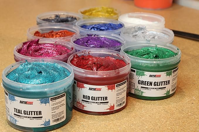 Rapid Cure® White Glitter Screen Printing Ink (8 oz.) - Silk Screen Ink for Fabric and Textiles, Non Phthalate Formula for Shirt Printing - Perfect Addition to Your Screen Printing Kit