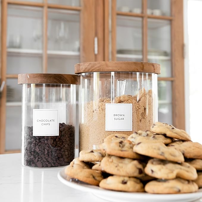 Pantry Labels for Food Containers, 156 Preprinted Kitchen Labels for Storage Bins and Glass Jars, Waterproof Removable Organizing Stickers for Food and Pantry Essentials