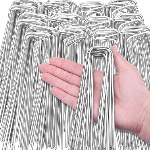 HongWay 5000 Pack Landscape Staples 6 Inch, Galvanized Garden Stakes Bulk | Heavy Duty Garden Staples 11 Gauge Ground Stakes for Landscape Fabric, Lawn, Turf, Gardening, Outdoor Decorations
