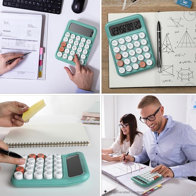 Mr. Pen- Mechanical Switch Calculator, 12 Digit Large LCD Display | Earthy Green with Big Buttons, Mechanical Switch Calculator for Home, School, Office