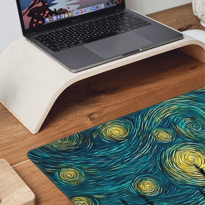 XXL Gaming Mouse Pad 35.4 x 15.7 Inch, Large Desk Mousepad | Mousepad with Starry Sky Design, Non-Slip Rubber Base, Water-Resistant Surface and Stitched Edges for Gaming, Office & Home