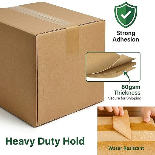 Ultra Strong Kraft Paper Packing Tape, 6 Rolls Heavy Duty Bulk Pack, Brown Biodegradable Box Packing Tape for Parcels & Office Use, Fast & Secure Sealing, Packaging & Shipping, 2 Inch x 44 Yard