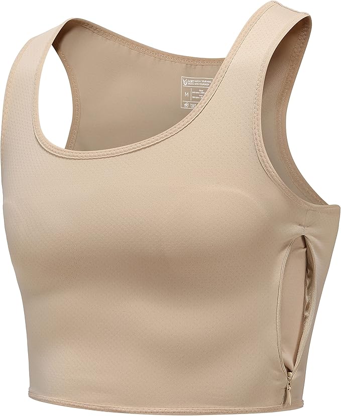 LGBT UNICORNS Chest Binder Trans FTM, Adjustable Bindfree Sizing Design, Skin-Friendly & Breathable, Nipple Covers Built-in