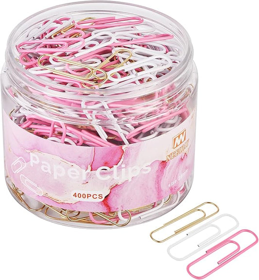 NEEWAY 400pcs Small Pink Paper Clips, 1.1 Inch Paper Clip, Ceative Colored Paperclips for Paperwork Office School and Personal Use