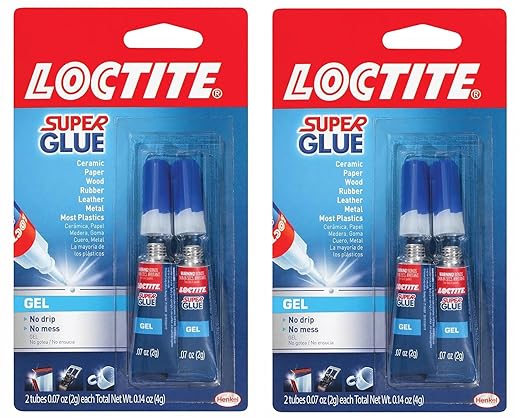 Loctite Super Glue Gel Tube, Clear Superglue for Plastic, Wood, Metal, Crafts, & Repair, Cyanoacrylate Adhesive Instant Glue, Quick Dry - 0.07 fl oz Bottles, Pack of 2